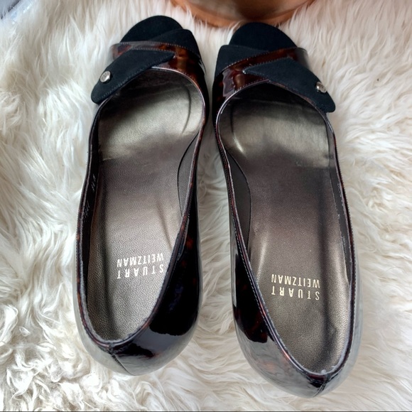 Stuart Weitzman Tortoise Leather Suede Heel Pumps - Picture 10 of 15